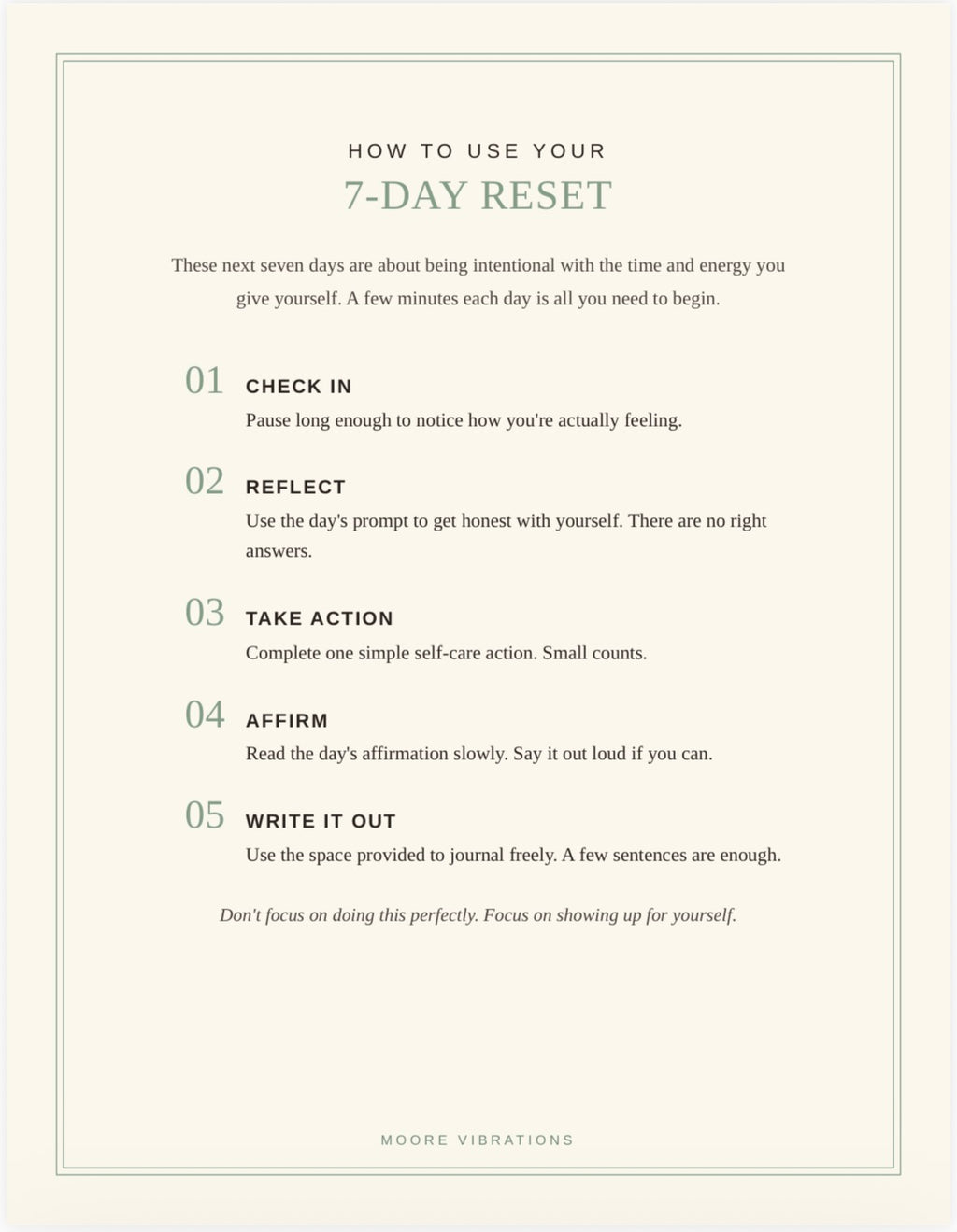 Pour Into You: The 7-Day Self-Care Reset | Printable Workbook
