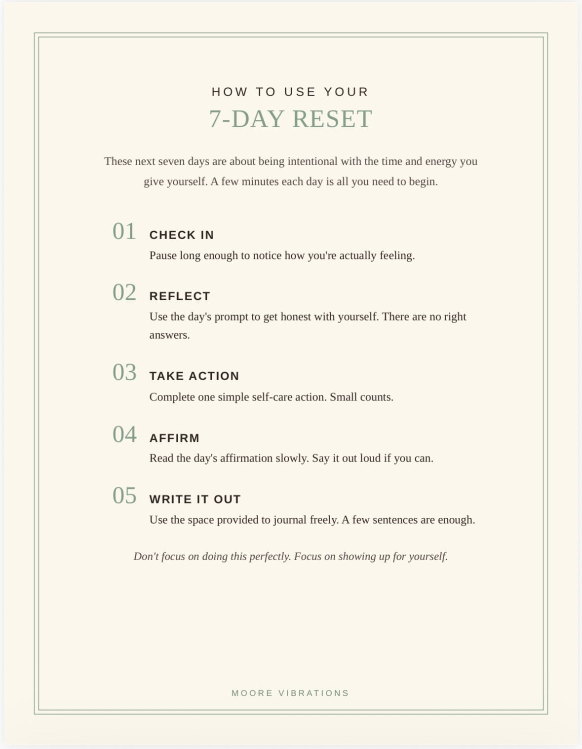 Pour Into You: The 7-Day Self-Care Reset | Printable Workbook
