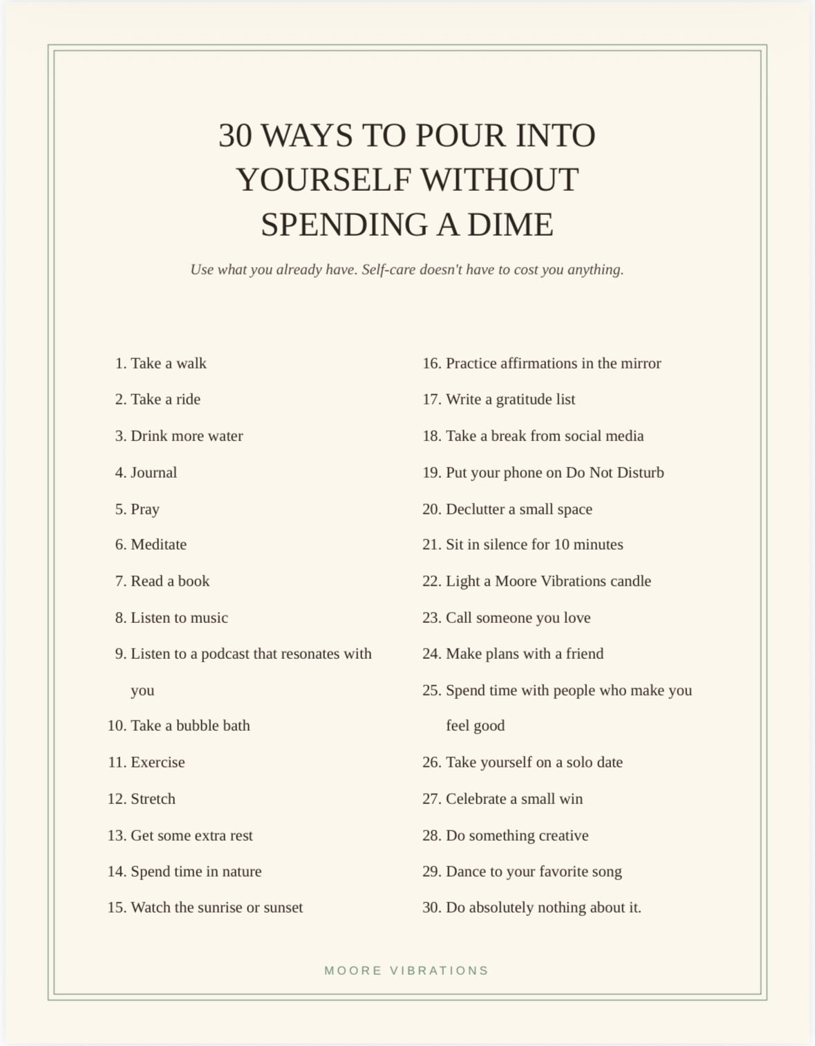 Pour Into You: The 7-Day Self-Care Reset | Printable Workbook
