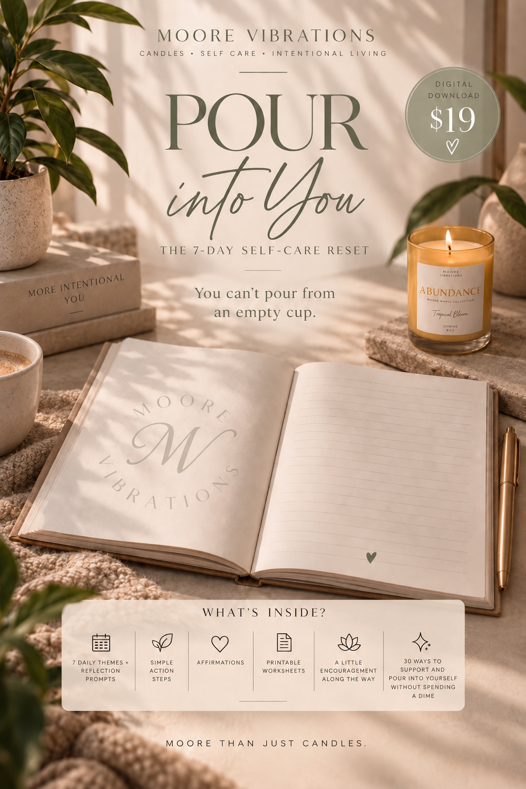 Pour Into You: The 7-Day Self-Care Reset | Printable Workbook